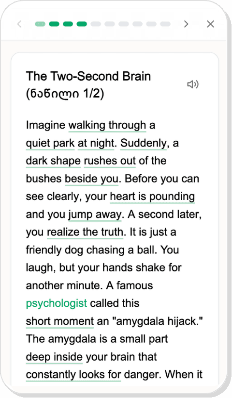 Reading lesson text view